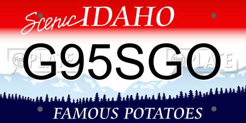 G95SGO Idaho License Plate