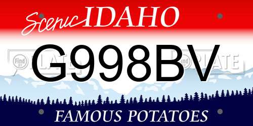 G998BV Idaho License Plate