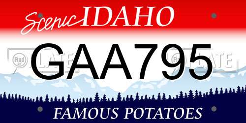 GAA795 Idaho License Plate