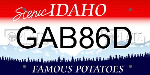 GAB86D Idaho License Plate