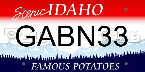 GABN33 Idaho License Plate
