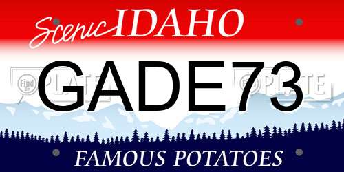 GADE73 Idaho License Plate