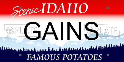 GAINS Idaho License Plate
