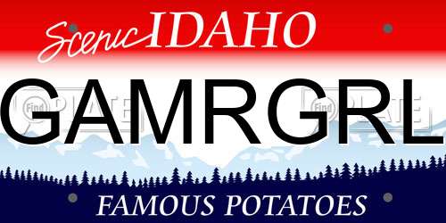 GAMRGRL Idaho License Plate