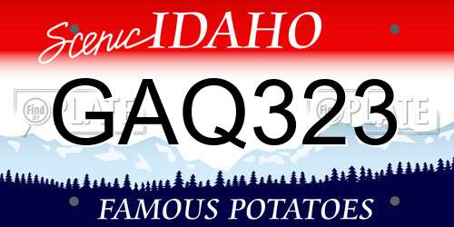 GAQ323 Idaho License Plate