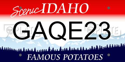 GAQE23 Idaho License Plate