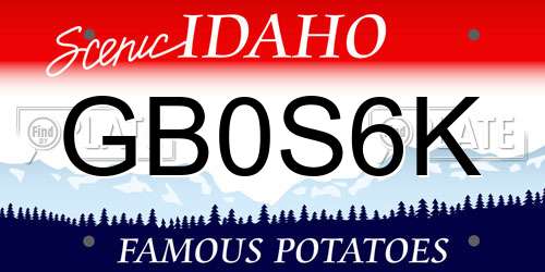 GB0S6K Idaho License Plate