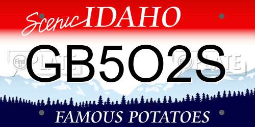 GB5O2S Idaho License Plate