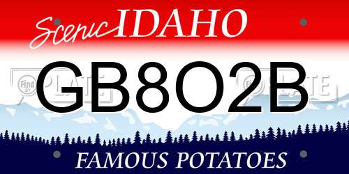 GB8O2B Idaho License Plate