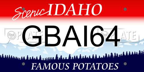 GBAI64 Idaho License Plate