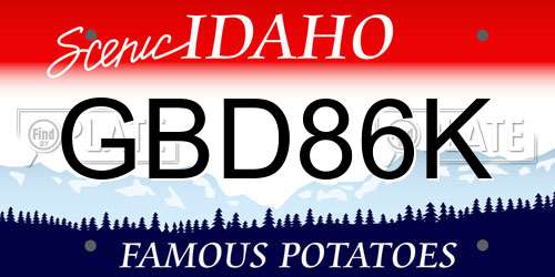 GBD86K Idaho License Plate