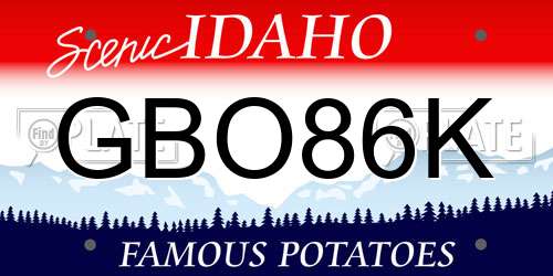 GBO86K Idaho License Plate