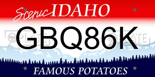 GBQ86K Idaho License Plate