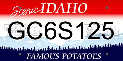 GC6S125 Idaho License Plate