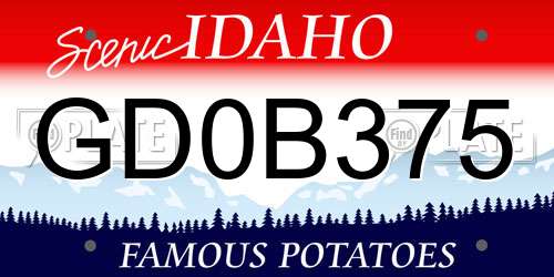 GD0B375 Idaho License Plate