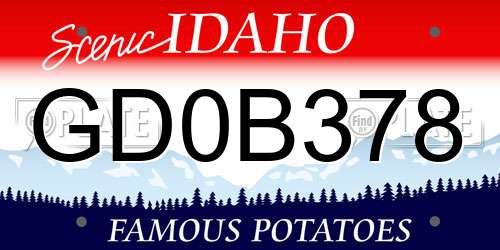 GD0B378 Idaho License Plate