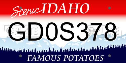 GD0S378 Idaho License Plate