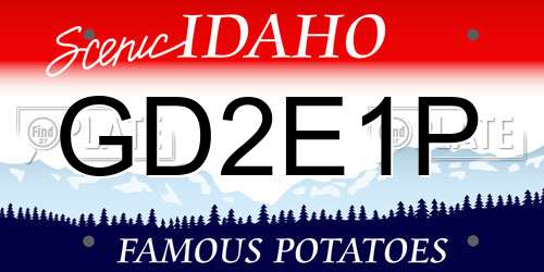 GD2E1P Idaho License Plate