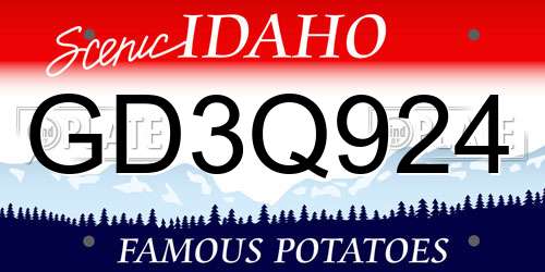 GD3Q924 Idaho License Plate