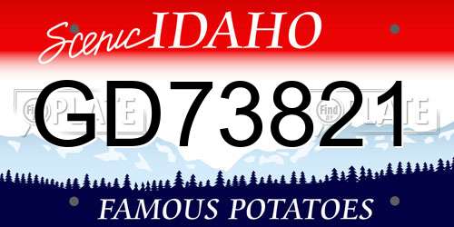 GD73821 Idaho License Plate