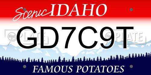 GD7C9T Idaho License Plate