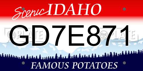 GD7E871 Idaho License Plate