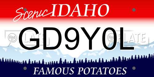 GD9Y0L Idaho License Plate