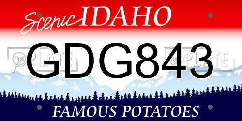 GDG843 Idaho License Plate