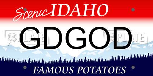 GDGOD Idaho License Plate