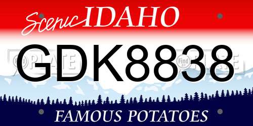 GDK8838 Idaho License Plate