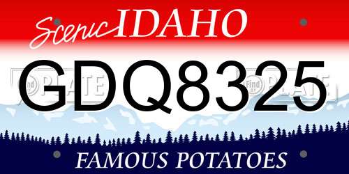GDQ8325 Idaho License Plate