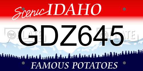 GDZ645 Idaho License Plate