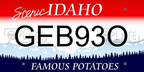 GEB93O Idaho License Plate