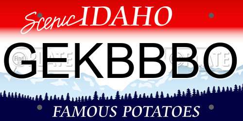 GEKBBBO Idaho License Plate