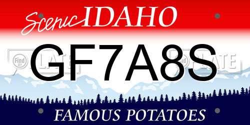 GF7A8S Idaho License Plate