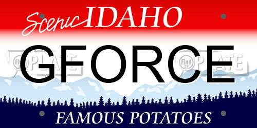 GFORCE Idaho License Plate