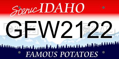 GFW2122 Idaho License Plate