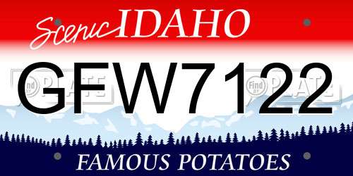 GFW7122 Idaho License Plate