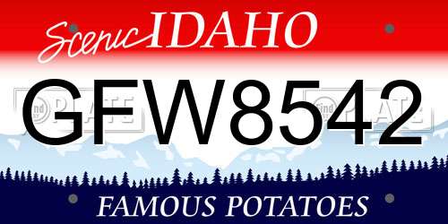 GFW8542 Idaho License Plate