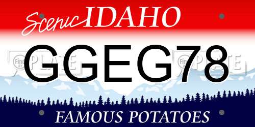 GGEG78 Idaho License Plate