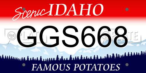 GGS668 Idaho License Plate