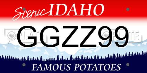 GGZZ99 Idaho License Plate
