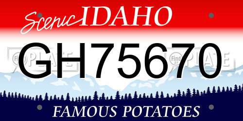 GH75670 Idaho License Plate