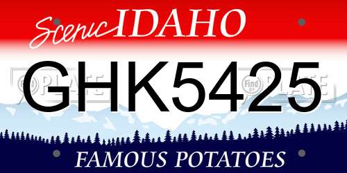 GHK5425 Idaho License Plate