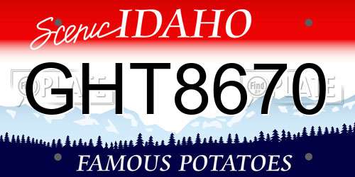 GHT8670 Idaho License Plate