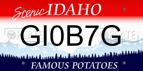 GI0B7G Idaho License Plate