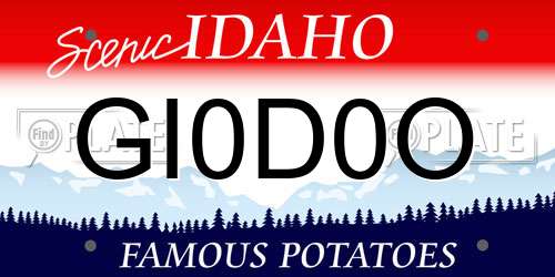GI0D0O Idaho License Plate