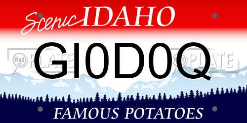 GI0D0Q Idaho License Plate