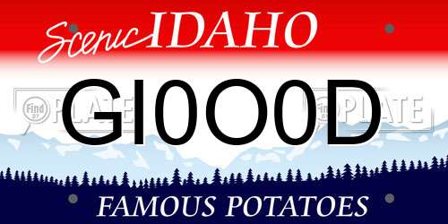 GI0O0D Idaho License Plate