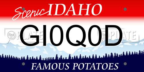 GI0Q0D Idaho License Plate